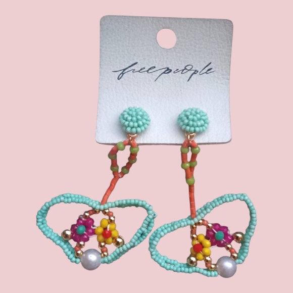 Free People Rita Beaded Dangle Earrings in Blue - Picture 2 of 3